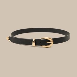 Aqrabi Classic Faux Leather Curved Buckle Belt