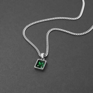 Aqrabi Modern Out Envy Stainless Steel Stone Pendant Necklace